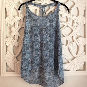 Blue Boho Print Paper Crane Halter Camisole S